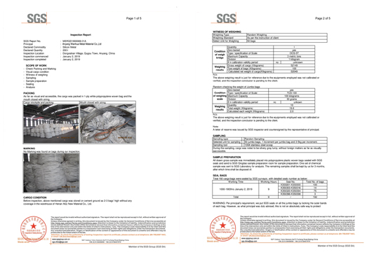 SGS inspections of Wanua